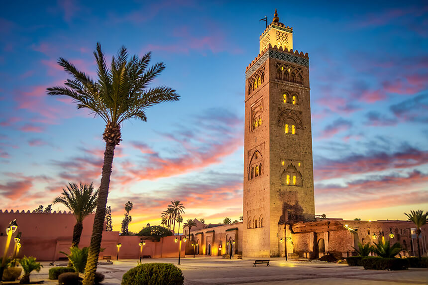 Moschea Koutoubia al mattino, Marrakech, Marocco