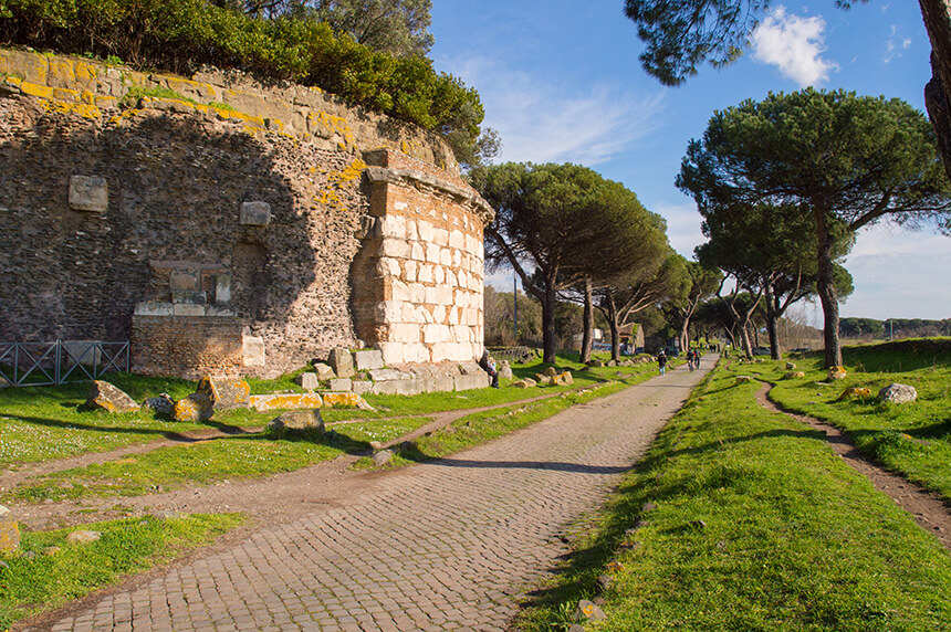 Appia antica vicino a Roma, Italia