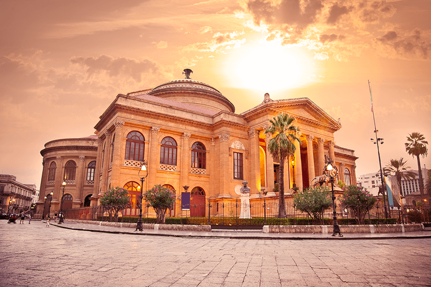 Teatro Massimo nel quartiere di Palermo