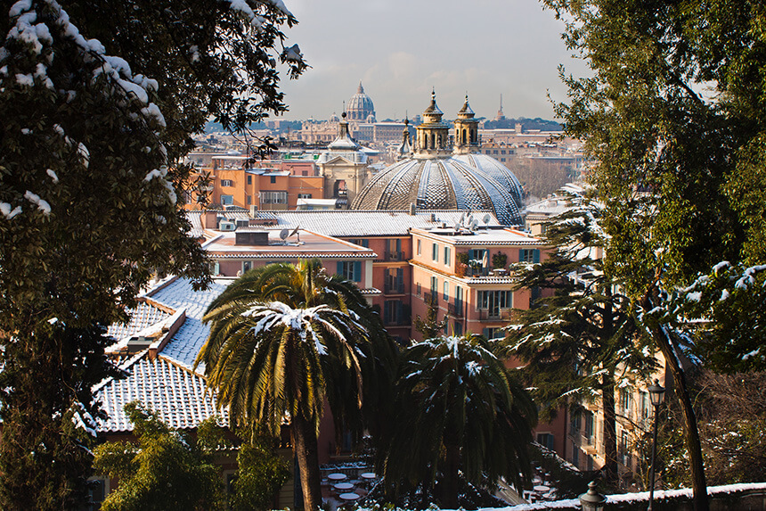 Roma con la neve Villa Borghese